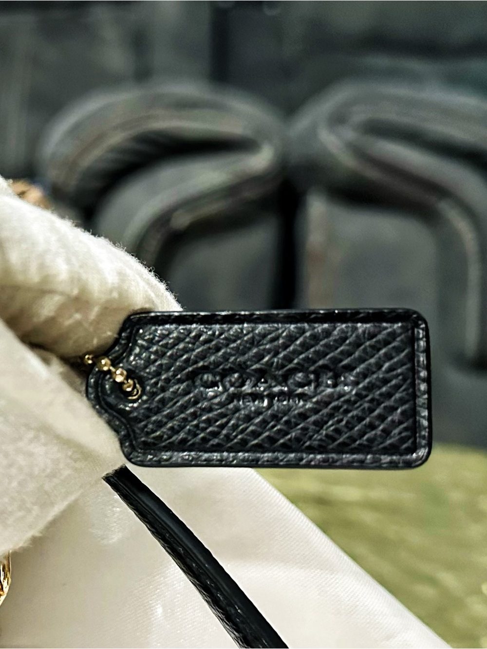 COACH Black Signature Monogram Chain Crossbody with Pearl Accent - Picture 12 of 17